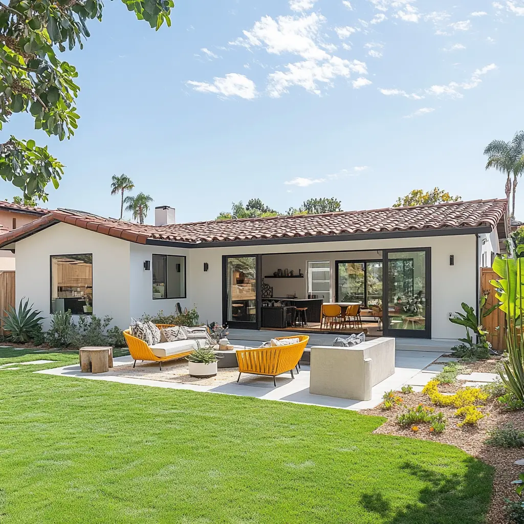 Anaheim home with modern ADU, featuring Spanish Revival and Mid-Century Modern design.