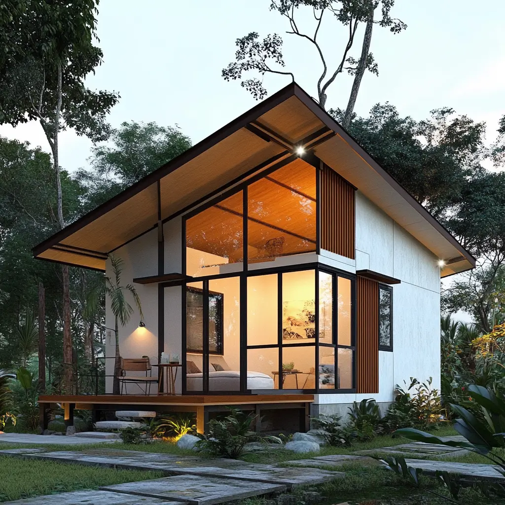 Compact and Affordable Homes: A Sustainable Solution Compact home with steel frame and smart board construction.