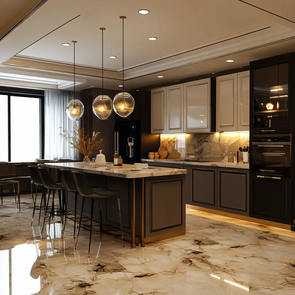 A beautifully designed luxury kitchen with high-end appliances and finishes in Cypress