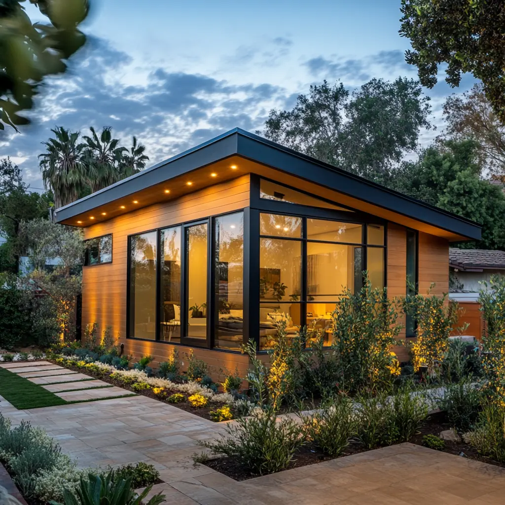Modern ADU in Placentia: Seamlessly Blending with the Neighborhood Modern ADU in Placentia with large windows and lush landscaping