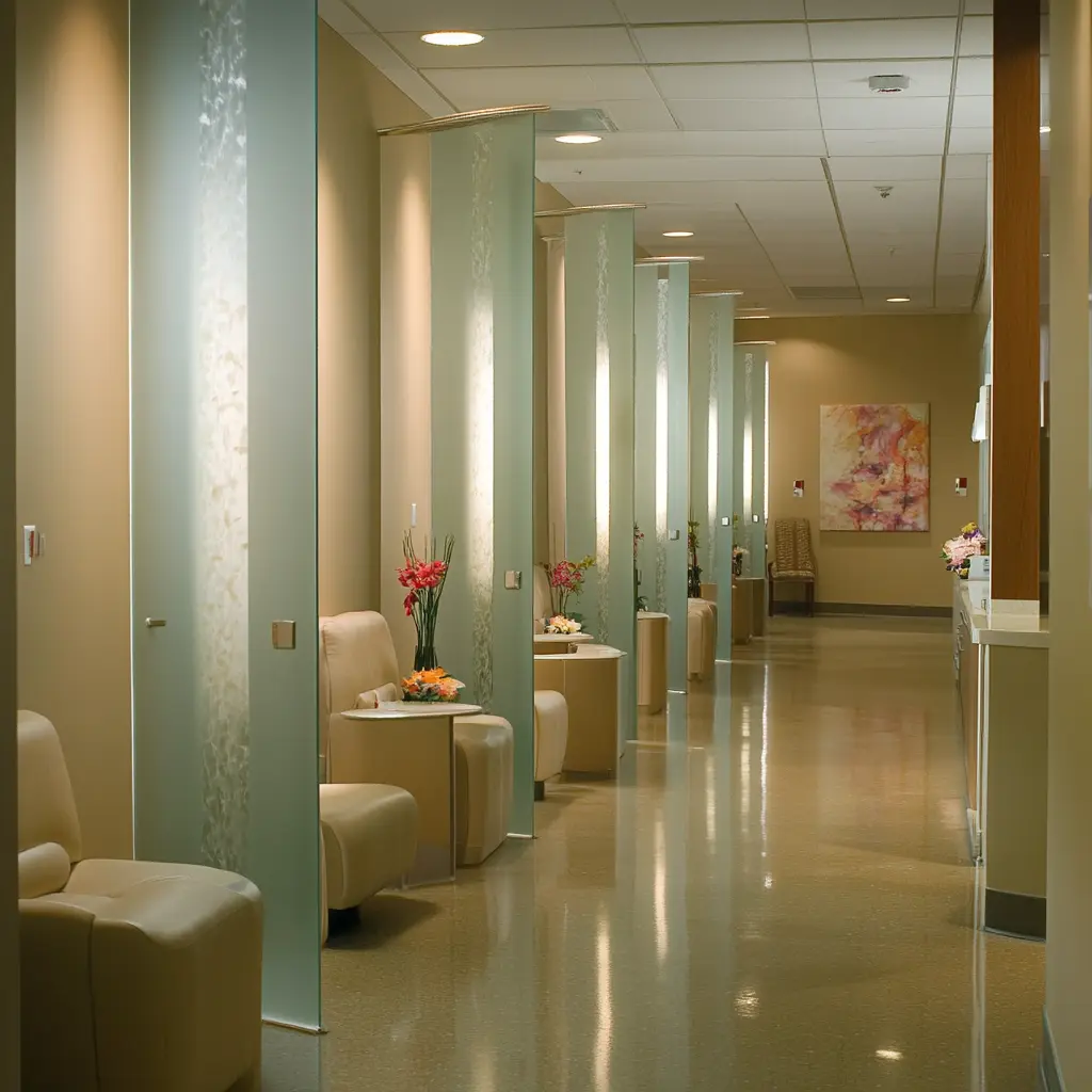 A bright and airy medical office waiting room with comfortable seating and modern decor.