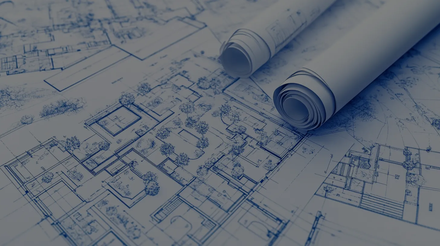 A technical blueprint showing a detailed site plan for a construction project in California.