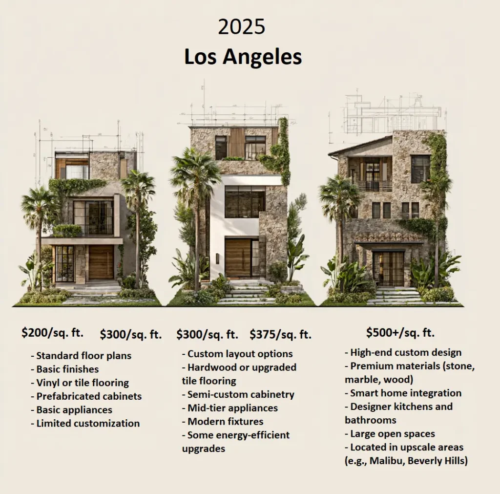 Infographic: 2025 building prices for Los Angeles homes.