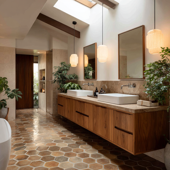 Elegant Mid-Century Modern Bathroom Design: Trousdale Estates