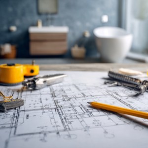 Bathroom contractors installing fixtures and tiles in LA
