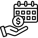 A visual representation of a building site plan with icons for money and a clock, symbolizing cost and time savings.