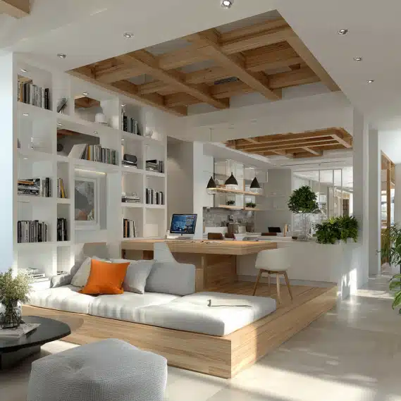 A modern, open-plan interior design for a contemporary custom home in LA.